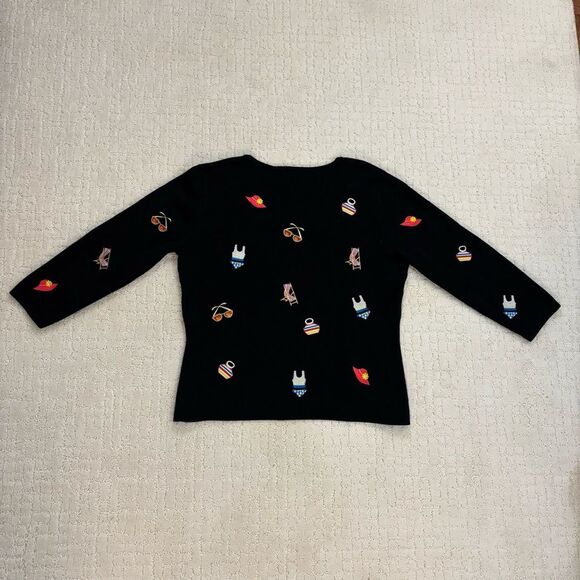 Vintage Alexandra Bartlett Sweater Resort wear Black Women's Size Large - Picture 3 of 12
